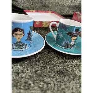 Fragonard Porcelain Espresso Set-Visages Du Monde-Frida & Mariachi - Mexican